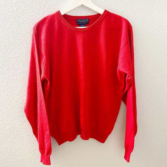 Charter Club Women's Cashmere Red Crewneck Pullover Sweater Size Medium - Picture 2 of 5